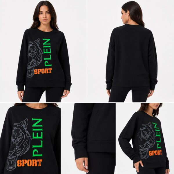 PLEIN SPORT – Damska bluza oversize z nadrukiem | S 🖤💚🧡
